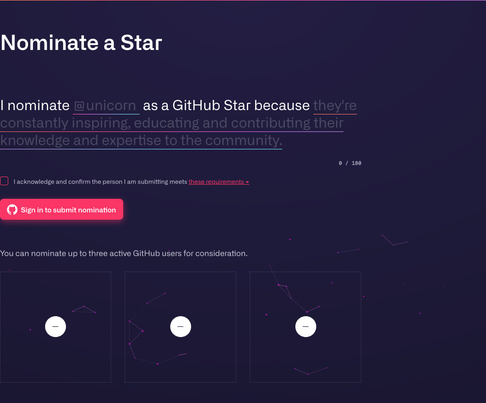 Nominate people for the GitHub Stars program